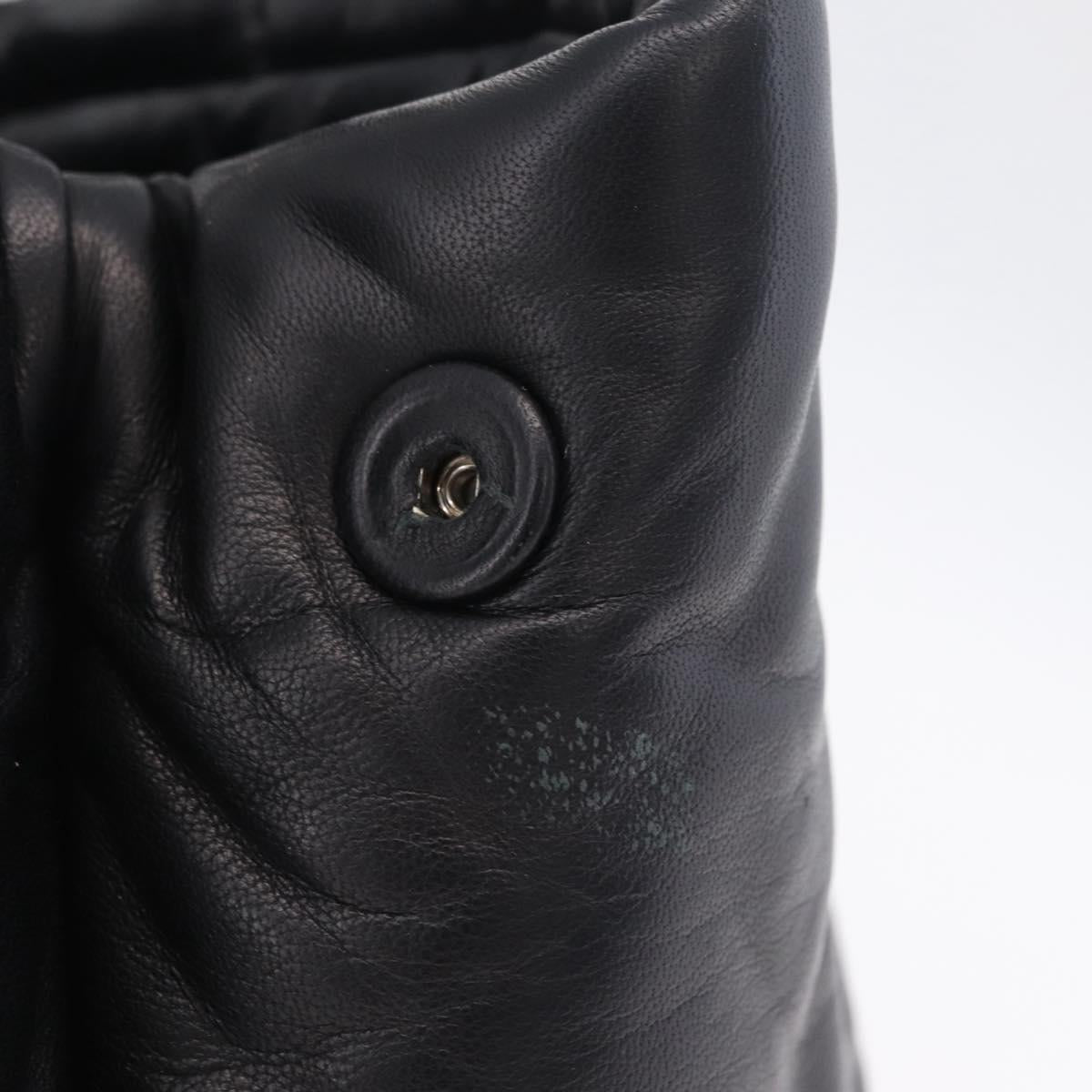 PRADA Nappa Bomber Tote Bag Leather 2way Black Silver Auth 204049M