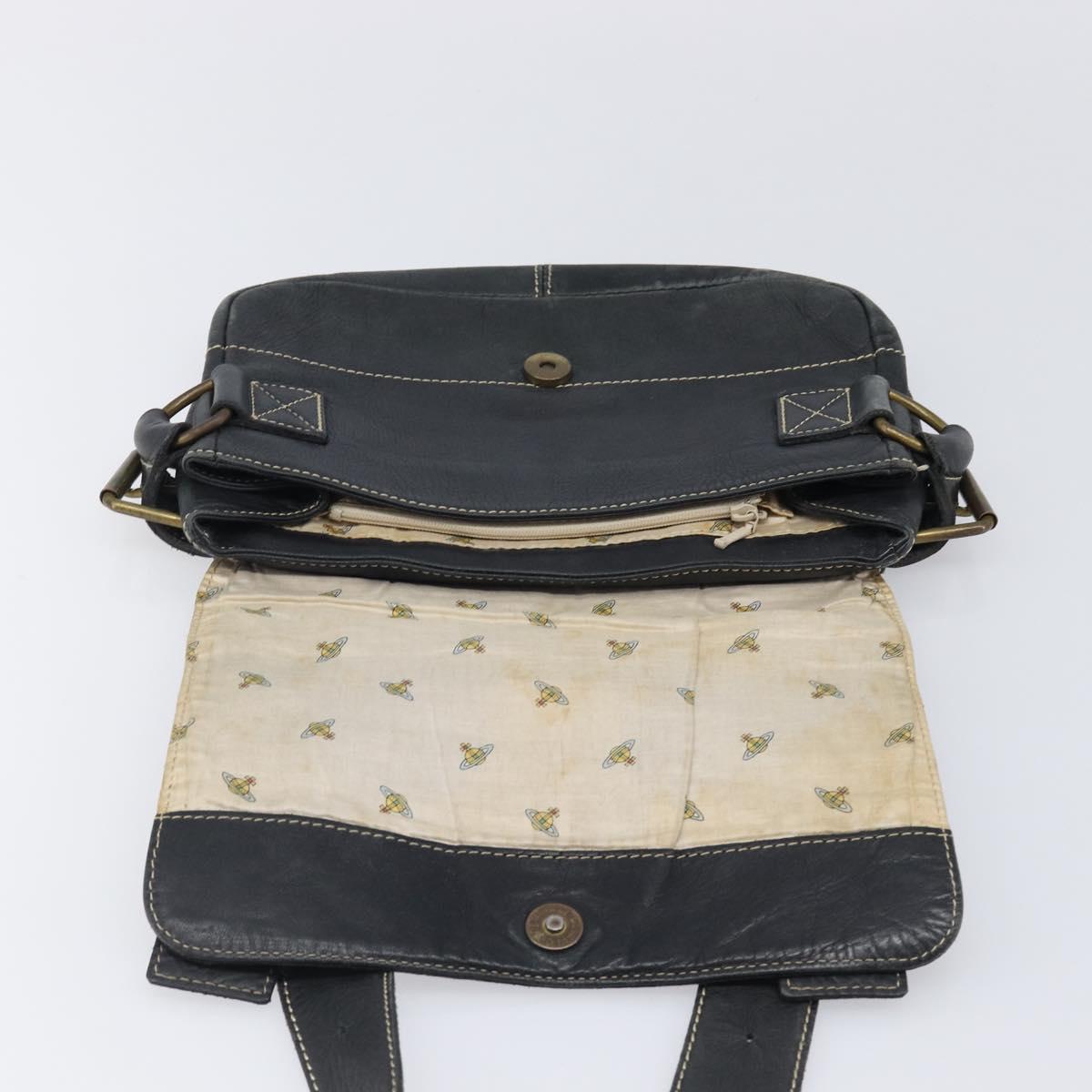 Vivienne Westwood Shoulder Bag Leather Black Auth 204052