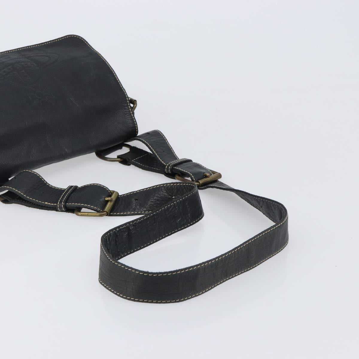 Vivienne Westwood Shoulder Bag Leather Black Auth 204052