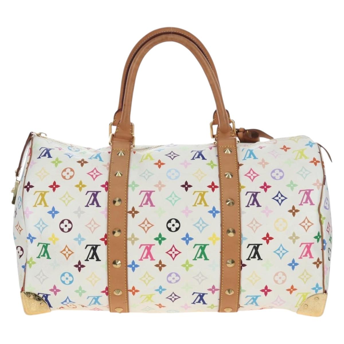 LOUIS VUITTON Monogram Multicolor Keepall 45 Bag White M92641 LV Auth 204053V