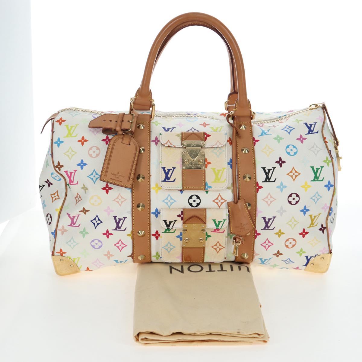 LOUIS VUITTON Monogram Multicolor Keepall 45 Bag White M92641 LV Auth 204053V