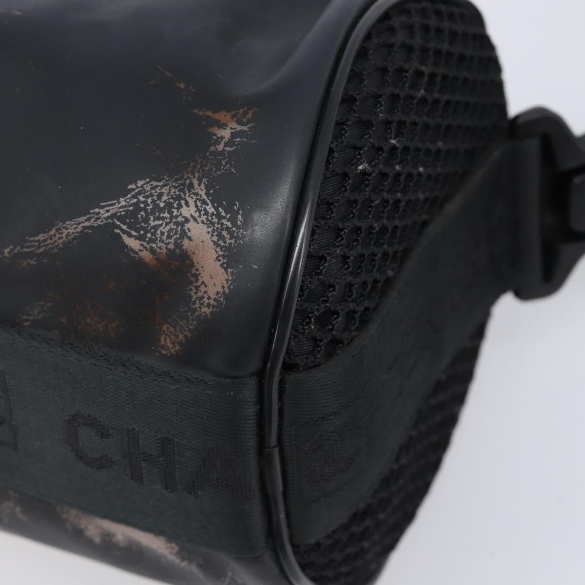 CHANEL Sports Line Shoulder Bag PVC Black CC Auth 204054
