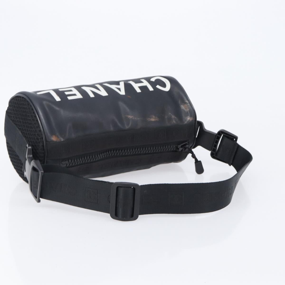 CHANEL Sports Line Shoulder Bag PVC Black CC Auth 204054