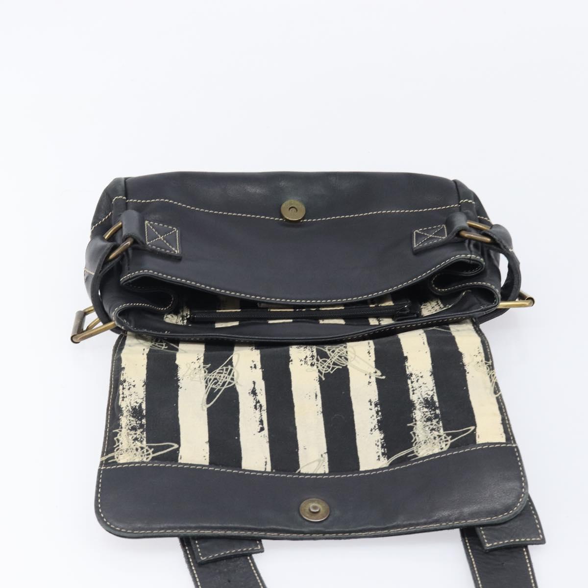 Vivienne Westwood Shoulder Bag Leather Black Gold Auth 204055
