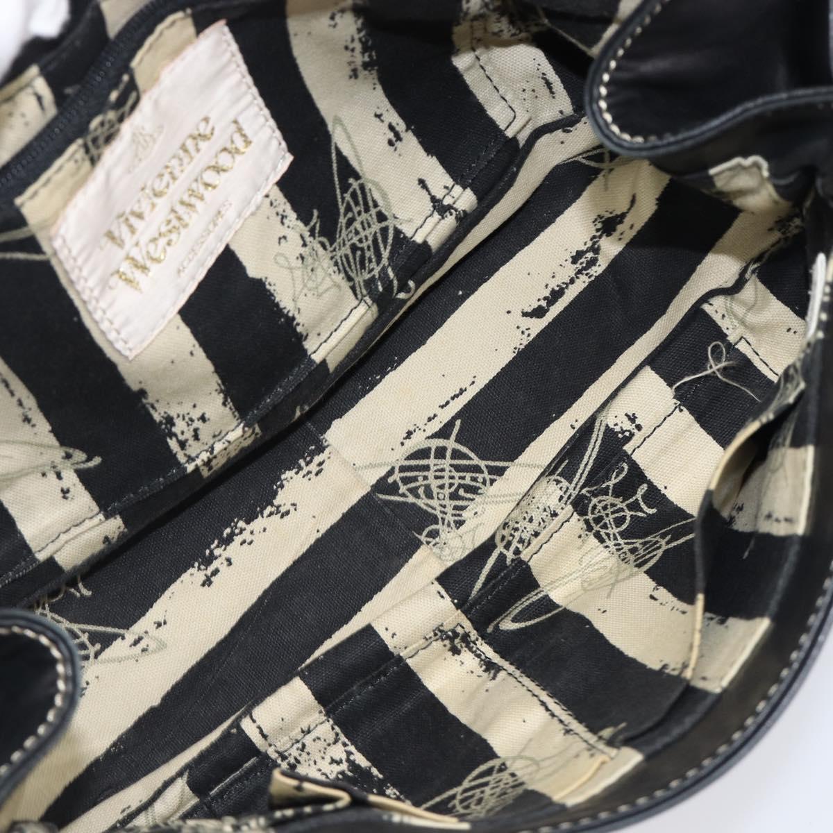 Vivienne Westwood Shoulder Bag Leather Black Gold Auth 204055