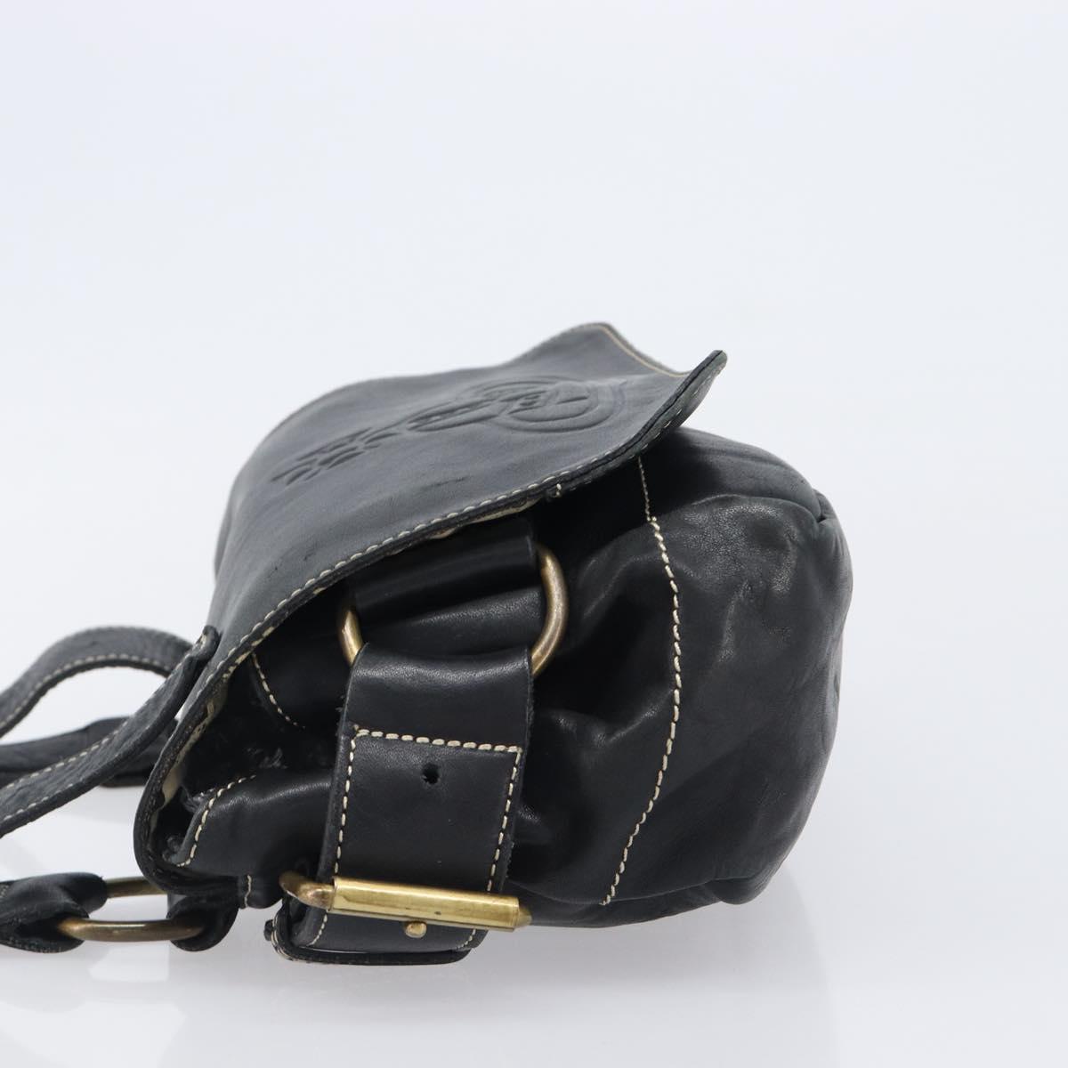 Vivienne Westwood Shoulder Bag Leather Black Gold Auth 204055