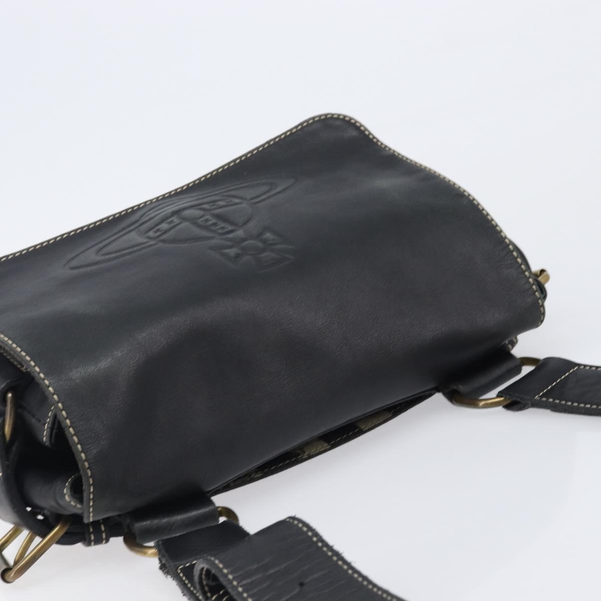 Vivienne Westwood Shoulder Bag Leather Black Gold Auth 204055