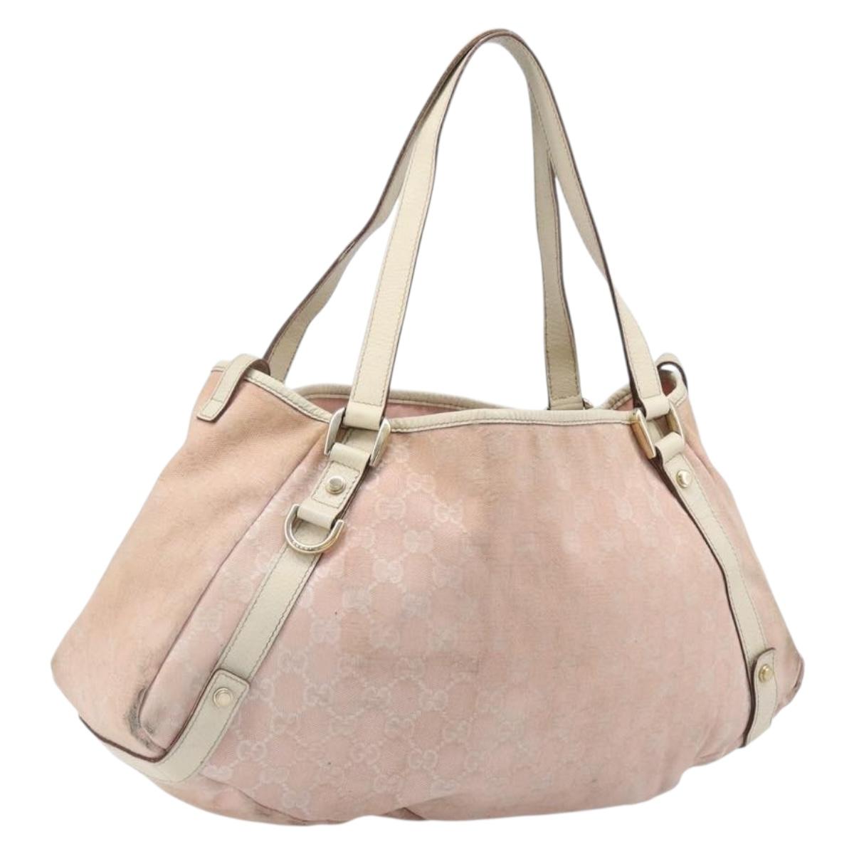 GUCCI GG Canvas Abbey Tote Bag Pink Gold 130736 Auth 204056