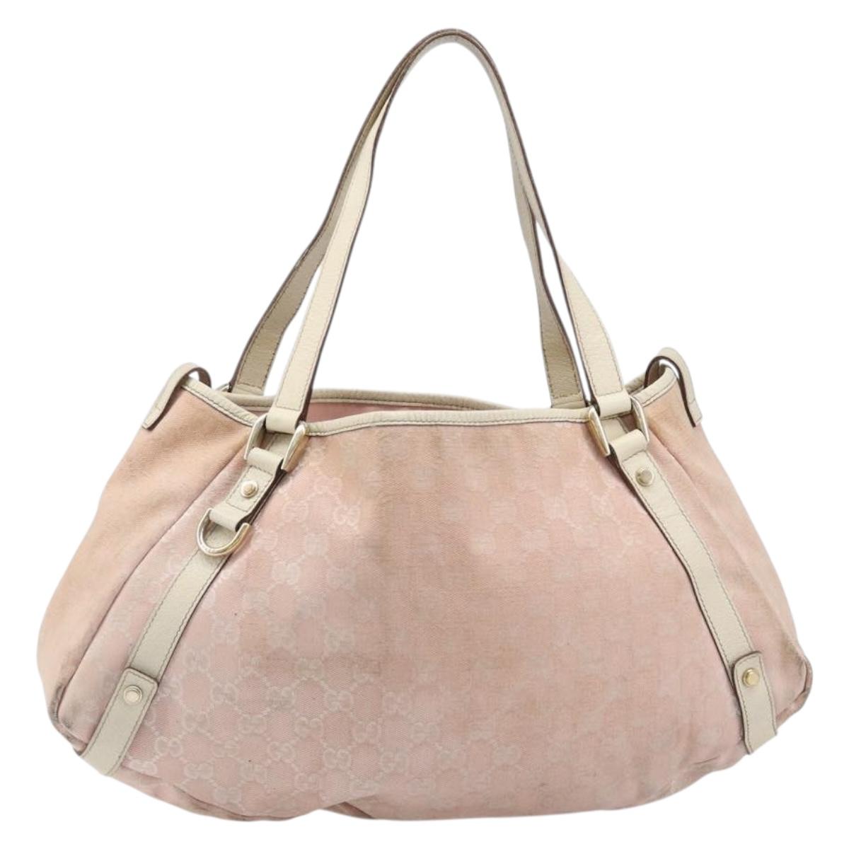 GUCCI GG Canvas Abbey Tote Bag Pink Gold 130736 Auth 204056