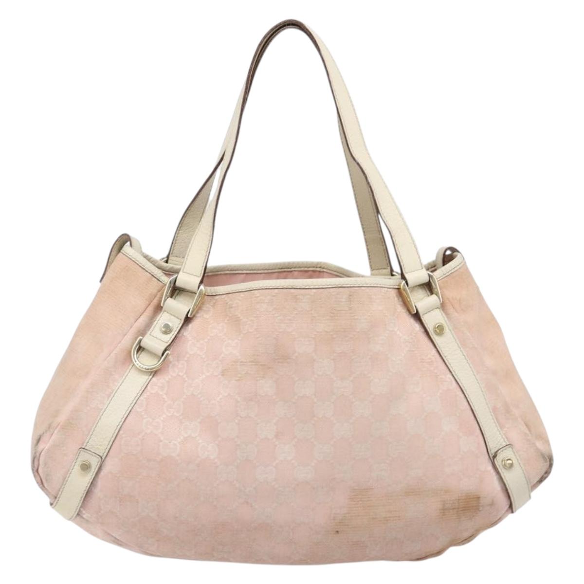 GUCCI GG Canvas Abbey Tote Bag Pink Gold 130736 Auth 204056