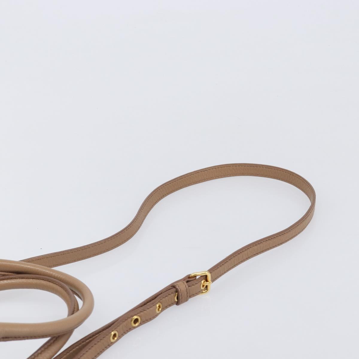 Miu Miu Hand Bag Leather 2way Beige Gold Auth 204057V