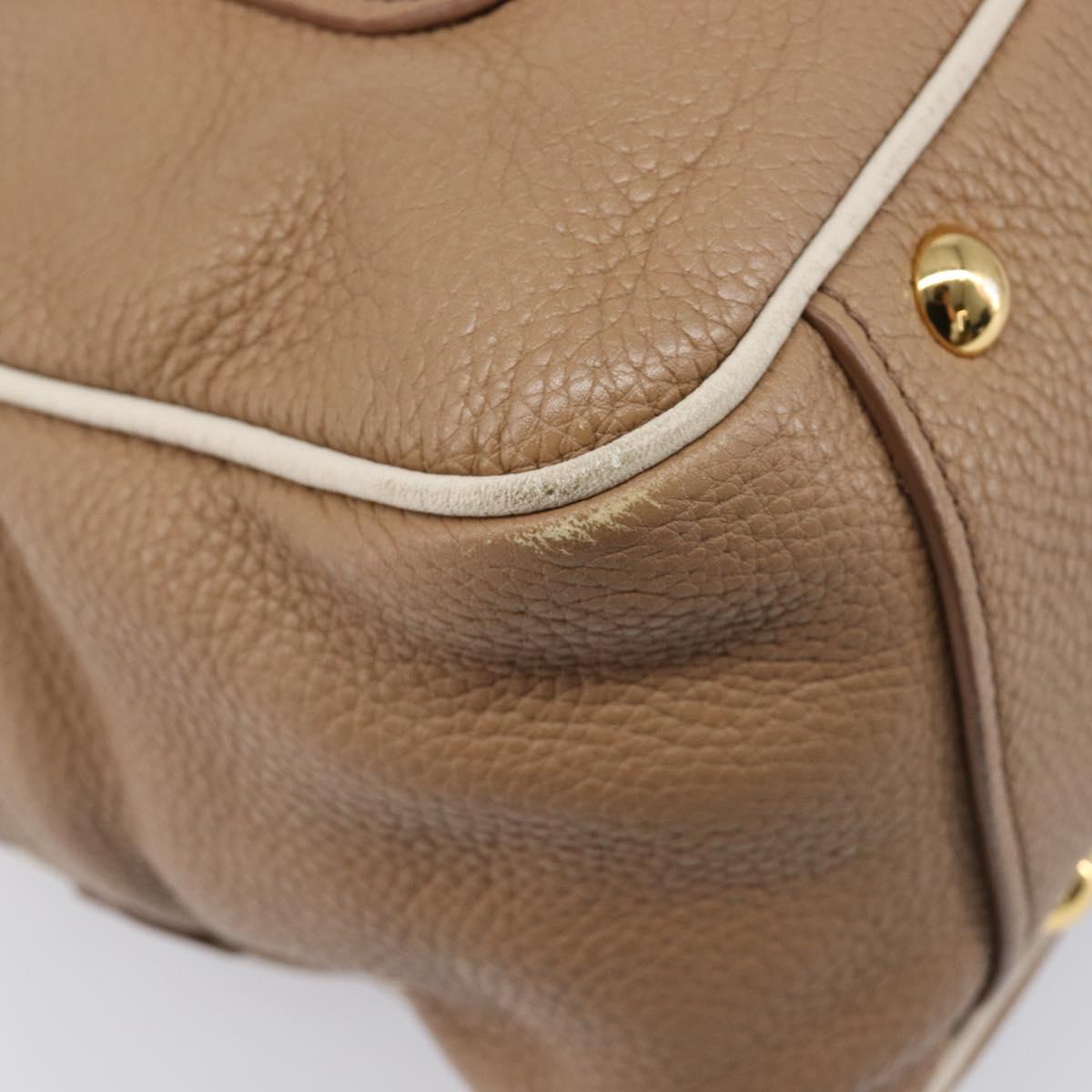 Miu Miu Hand Bag Leather 2way Beige Gold Auth 204057V