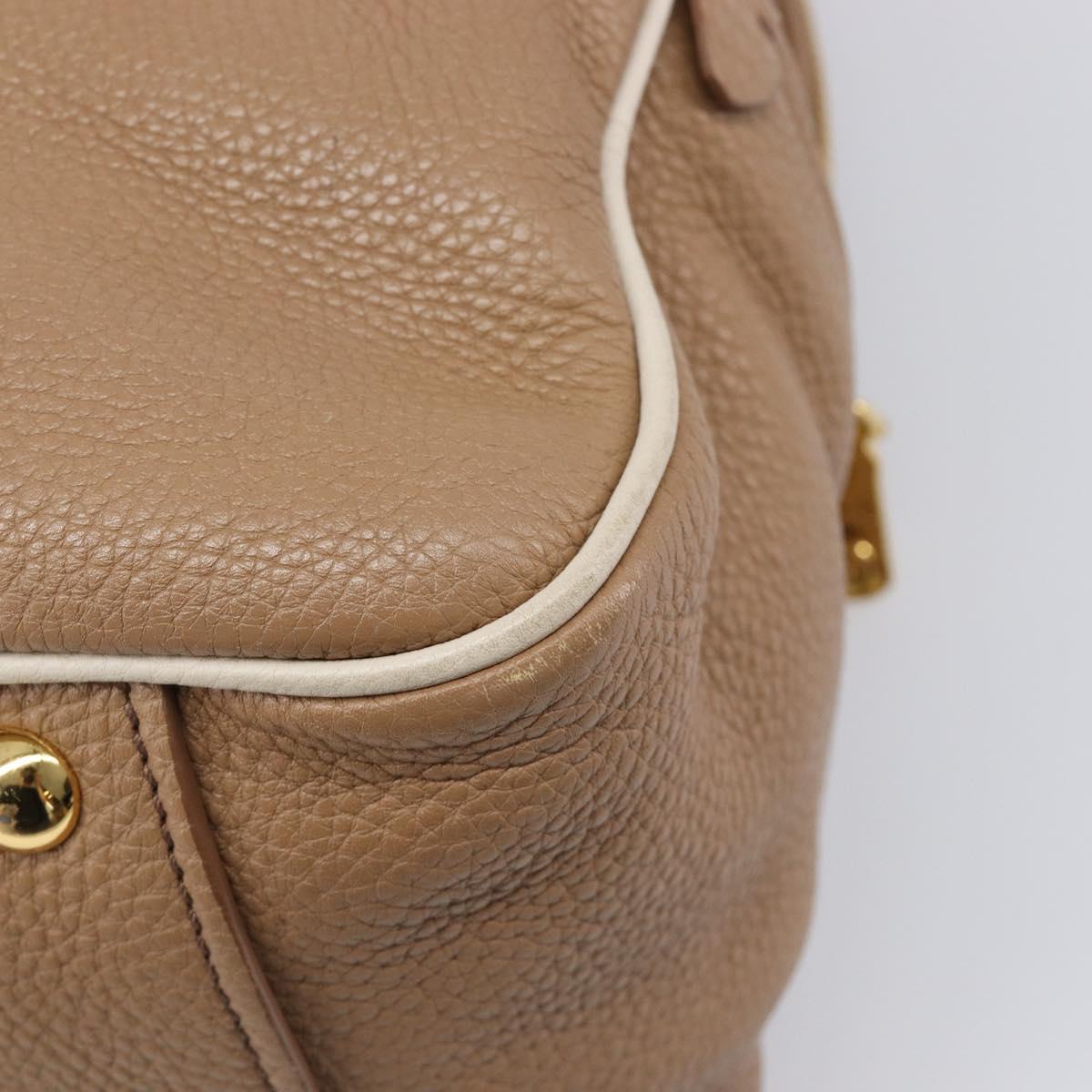Miu Miu Hand Bag Leather 2way Beige Gold Auth 204057V
