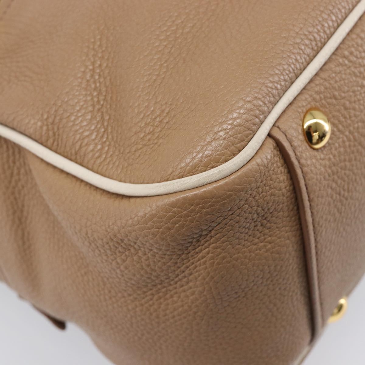 Miu Miu Hand Bag Leather 2way Beige Gold Auth 204057V
