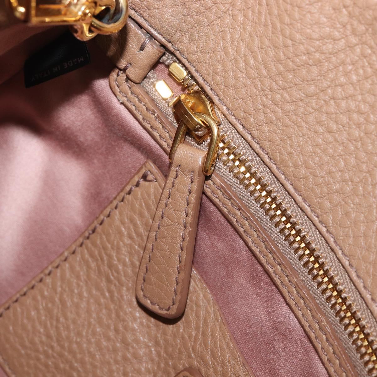 Miu Miu Hand Bag Leather 2way Beige Gold Auth 204057V