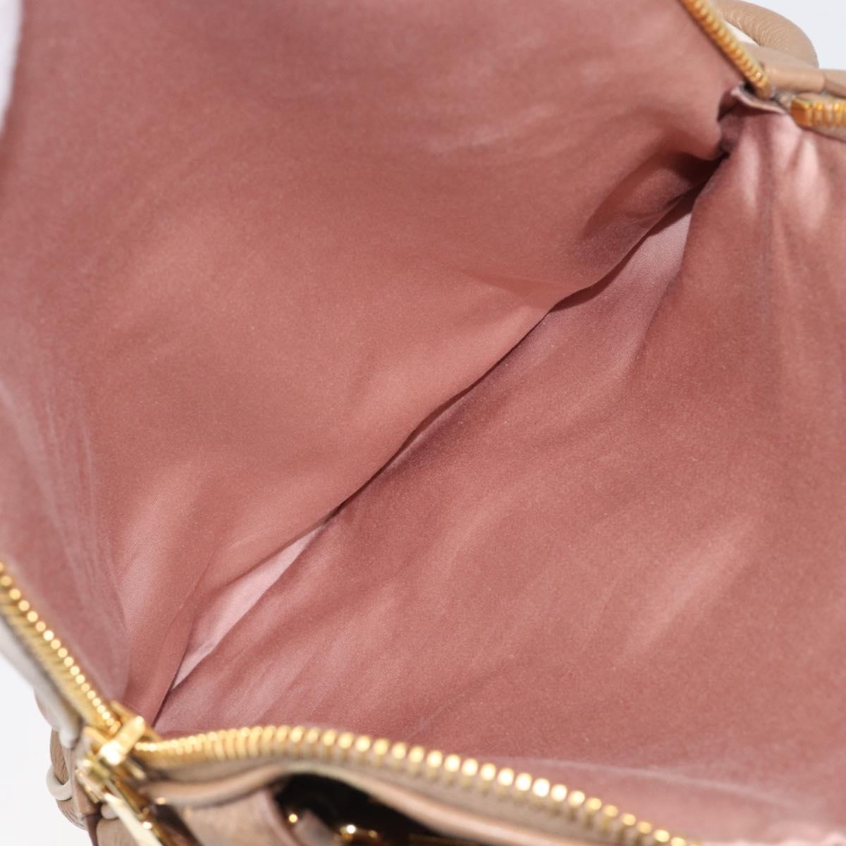 Miu Miu Hand Bag Leather 2way Beige Gold Auth 204057V