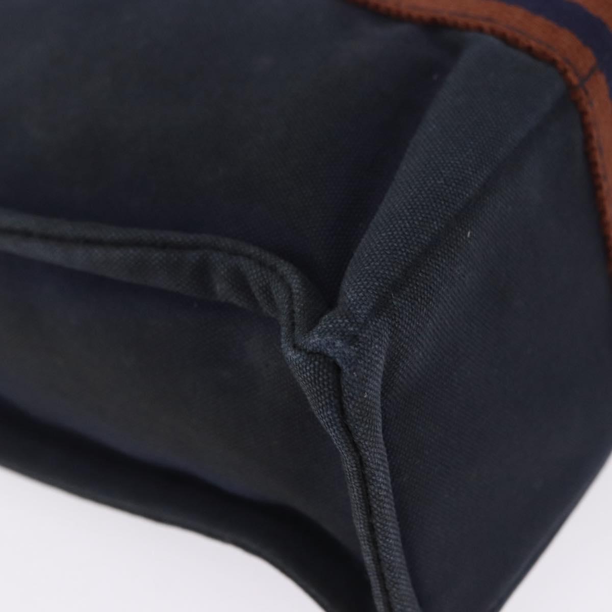 HERMES New Fourre Tout PM Hand Bag Canvas Navy Silver Auth 204058