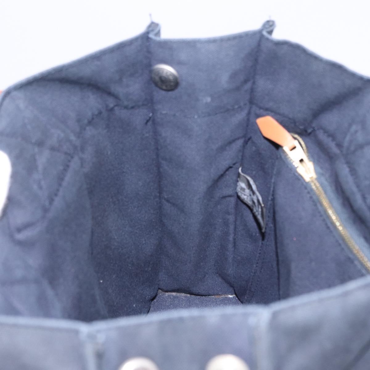 HERMES New Fourre Tout PM Hand Bag Canvas Navy Silver Auth 204058