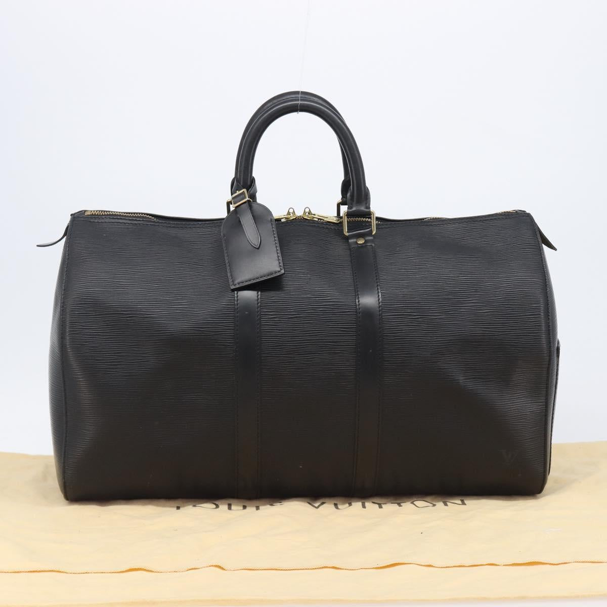 LOUIS VUITTON Epi Keepall 45 Boston Bag Black M42972 LV Auth 204059A