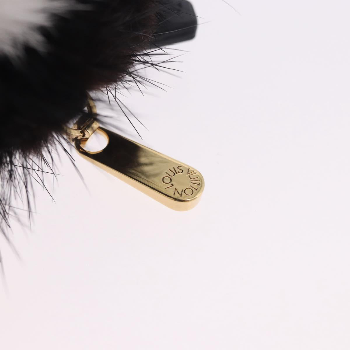 LOUIS VUITTON Porte Cles Wide Panda Bag Charm Fur Black M63094 LV Auth 204063M