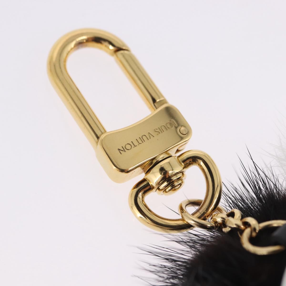 LOUIS VUITTON Porte Cles Wide Panda Bag Charm Fur Black M63094 LV Auth 204063M