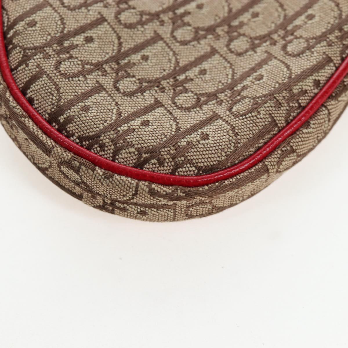 Christian Dior Trotter Canvas Saddle Coin Purse Beige Silver Auth 204064V