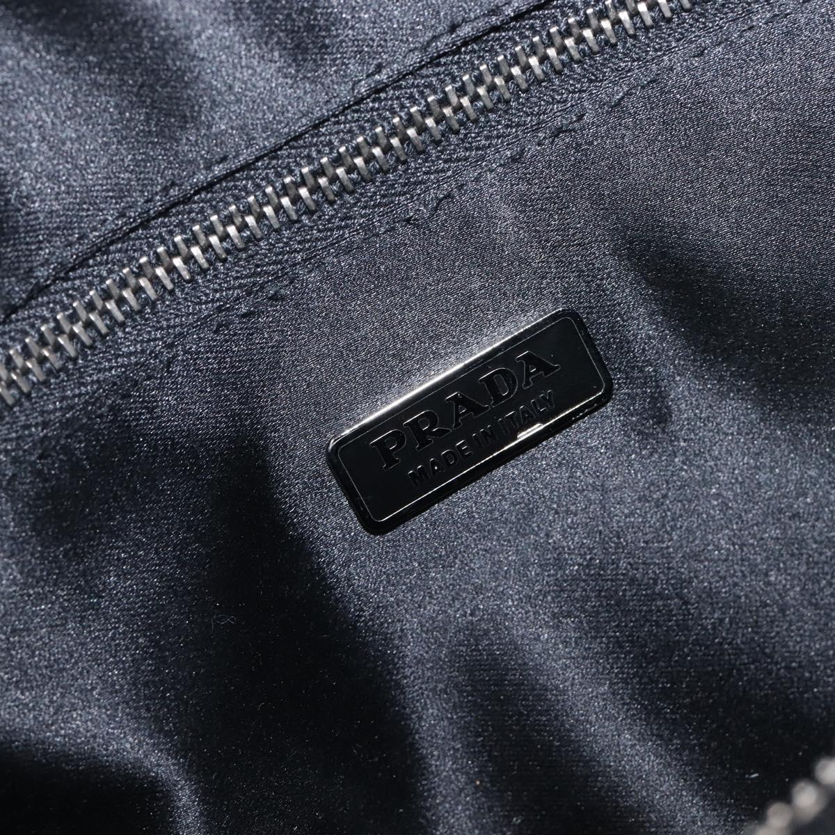 PRADA Hand Bag Patent leather Black Silver Auth 204066A