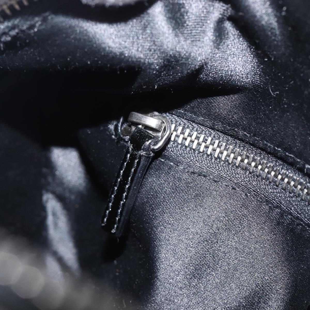 PRADA Hand Bag Patent leather Black Silver Auth 204066A