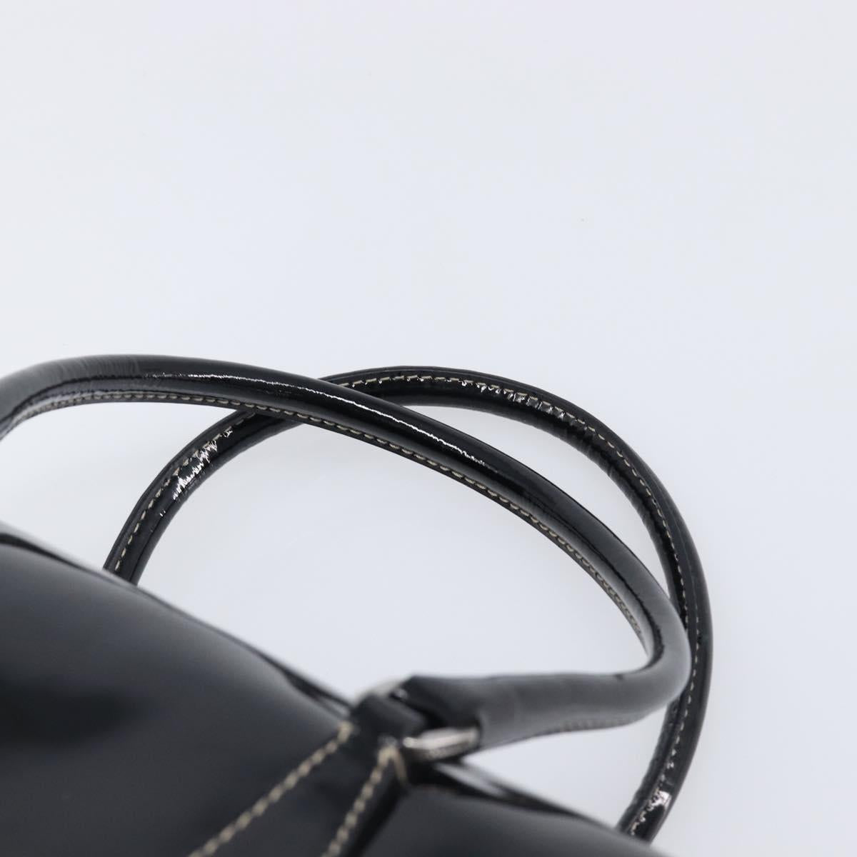 PRADA Hand Bag Patent leather Black Silver Auth 204066A