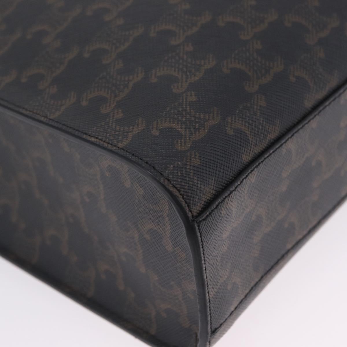 CELINE Triomphe Vertical Cabas Hand Bag PVC 2way Black Gold Auth 204074M