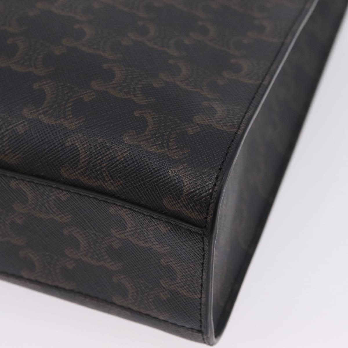 CELINE Triomphe Vertical Cabas Hand Bag PVC 2way Black Gold Auth 204074M