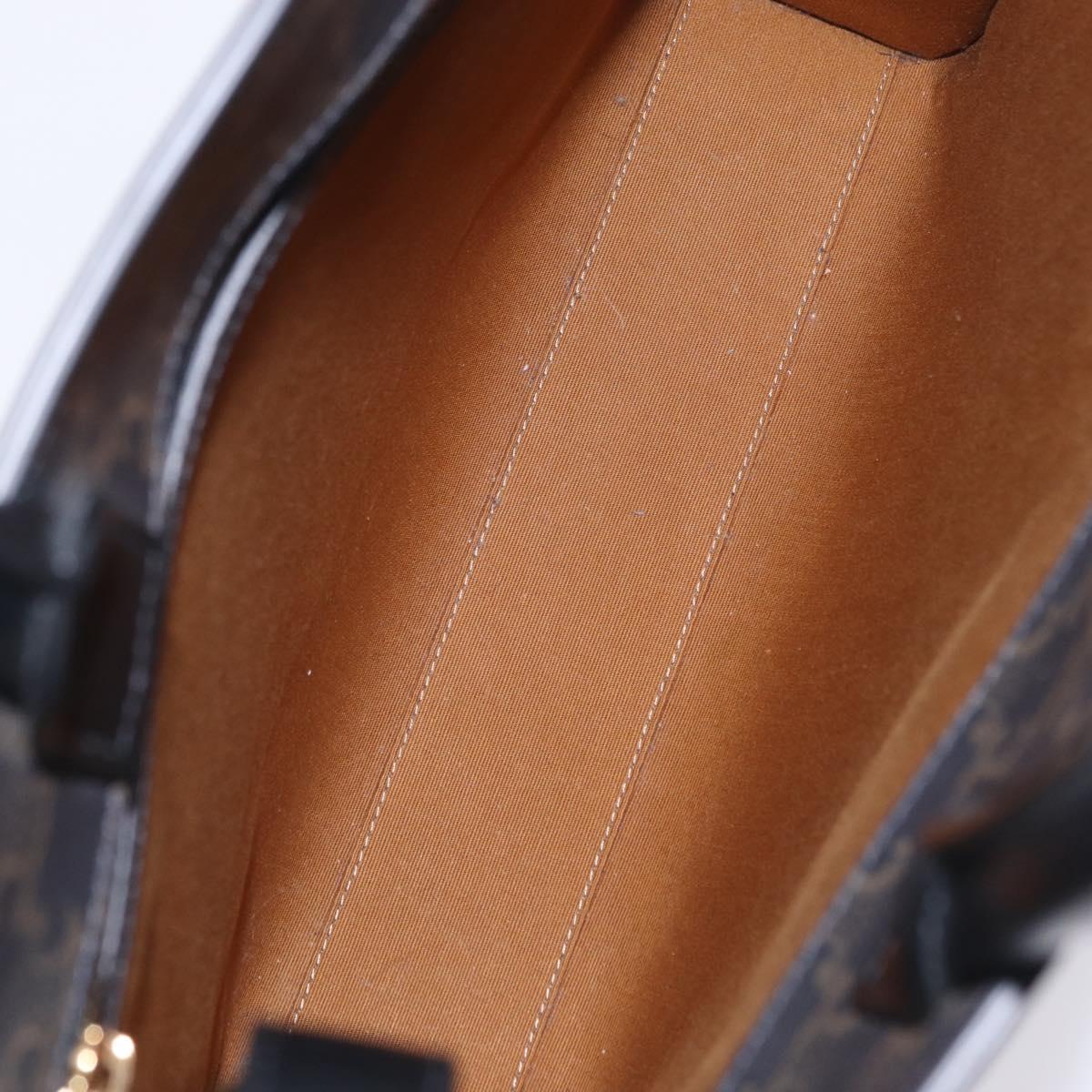 CELINE Triomphe Vertical Cabas Hand Bag PVC 2way Black Gold Auth 204074M
