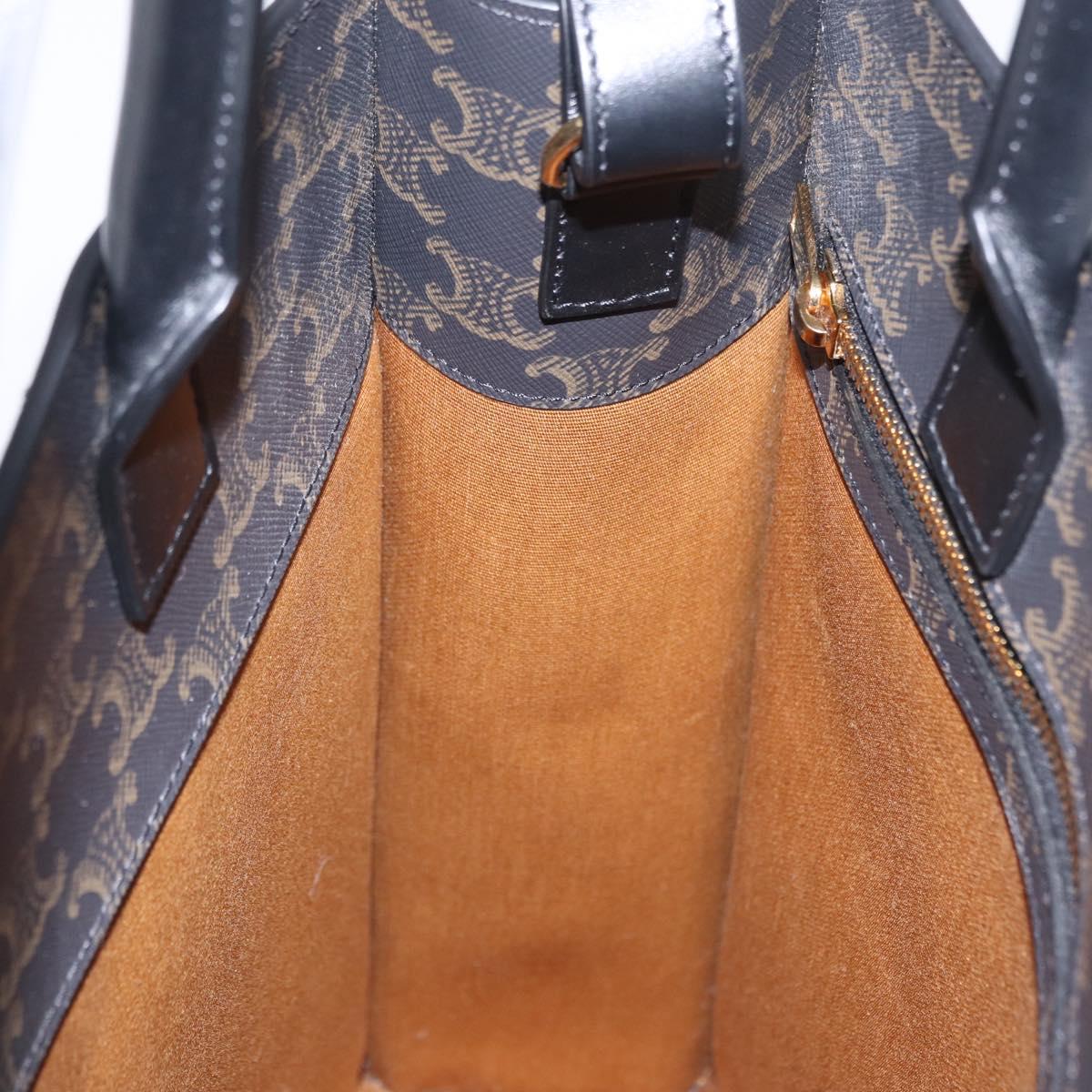 CELINE Triomphe Vertical Cabas Hand Bag PVC 2way Black Gold Auth 204074M