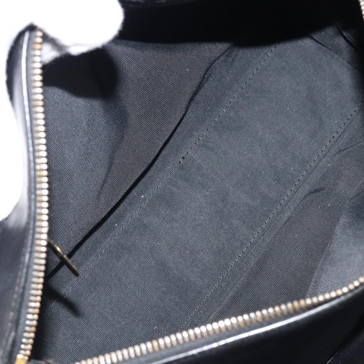 CHANEL Choco Bar Hand Bag Lamb Skin Black Gold CC Auth 204075V