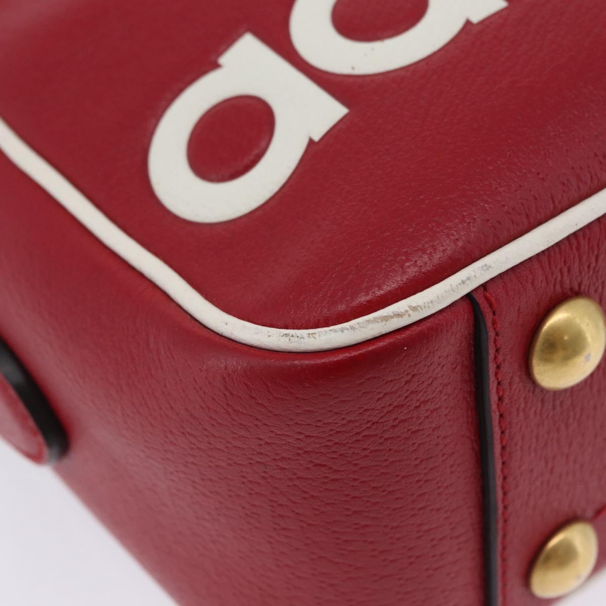 GUCCI Web Sherry Line Bag Leather Adidas Collaboration Red Gold Auth 204076M