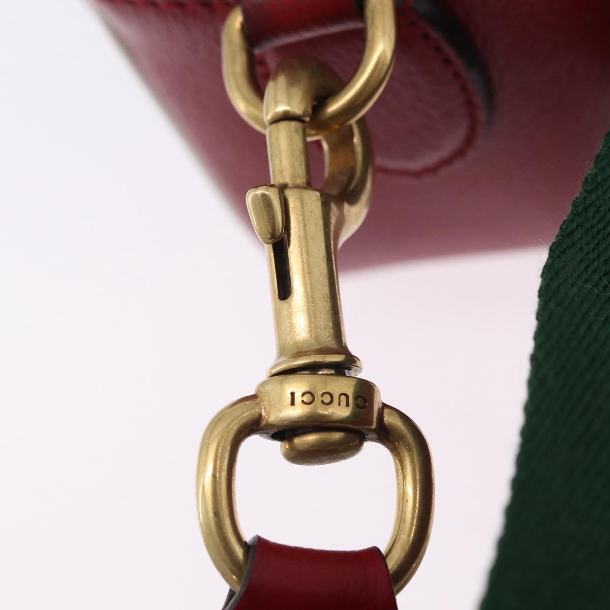 GUCCI Web Sherry Line Bag Leather Adidas Collaboration Red Gold Auth 204076M