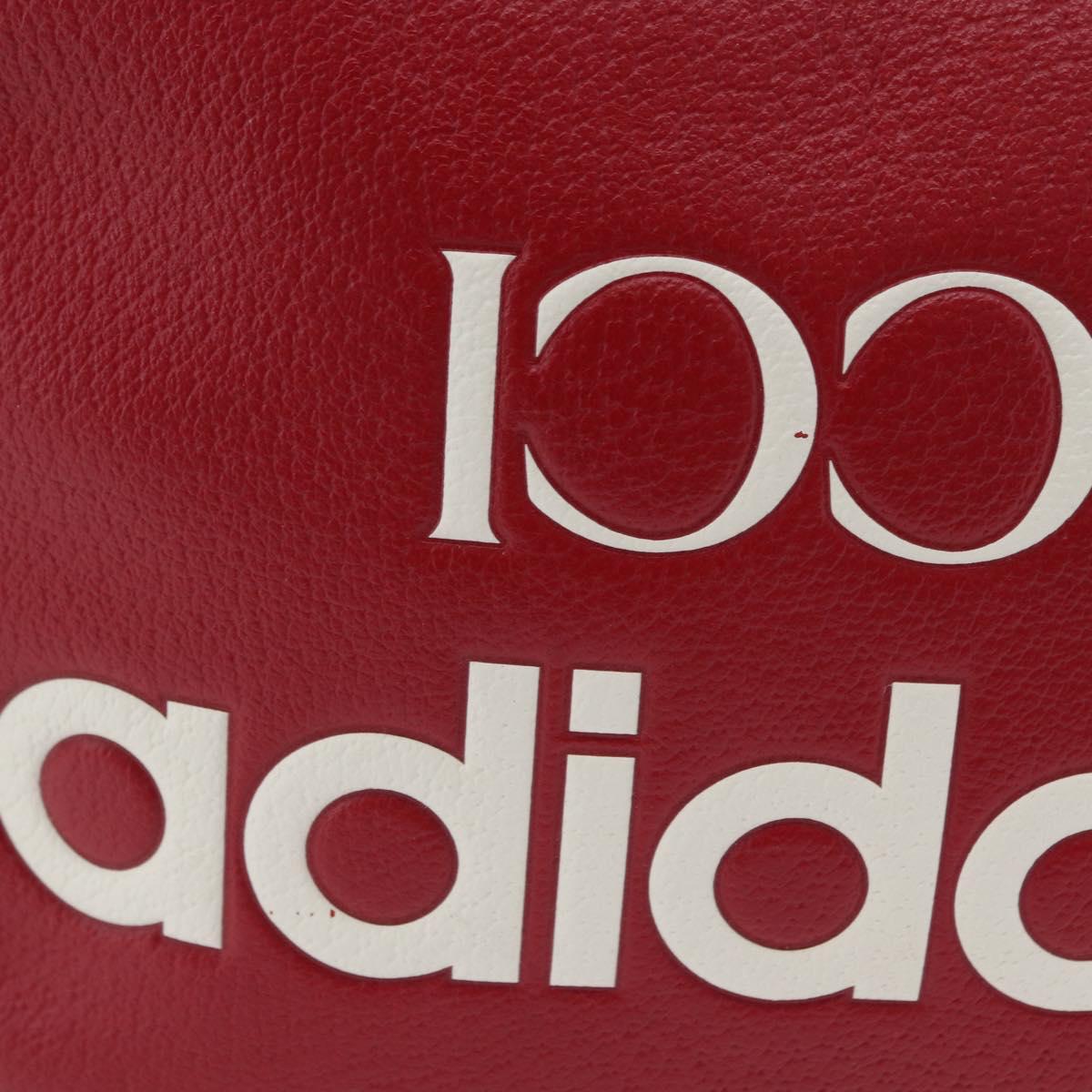 GUCCI Web Sherry Line Bag Leather Adidas Collaboration Red Gold Auth 204076M