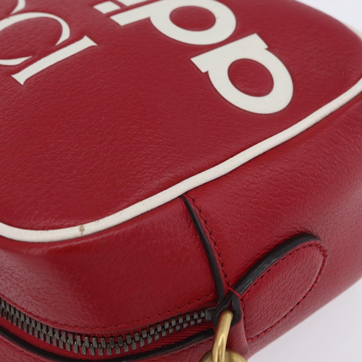 GUCCI Web Sherry Line Bag Leather Adidas Collaboration Red Gold Auth 204076M