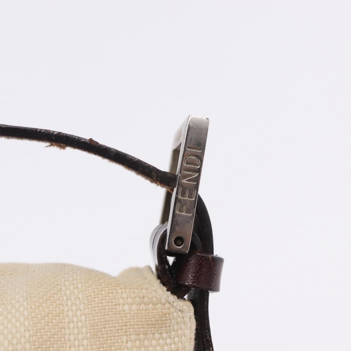 FENDI Zucca Canvas Mamma Baguette Shoulder Bag Beige Silver Auth 204087V