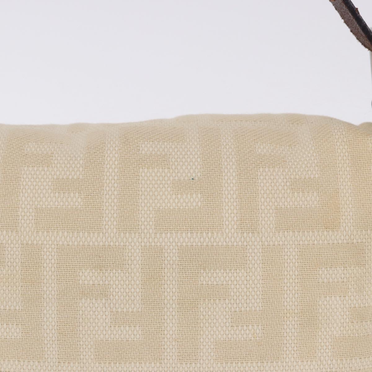 FENDI Zucca Canvas Mamma Baguette Shoulder Bag Beige Silver Auth 204087V