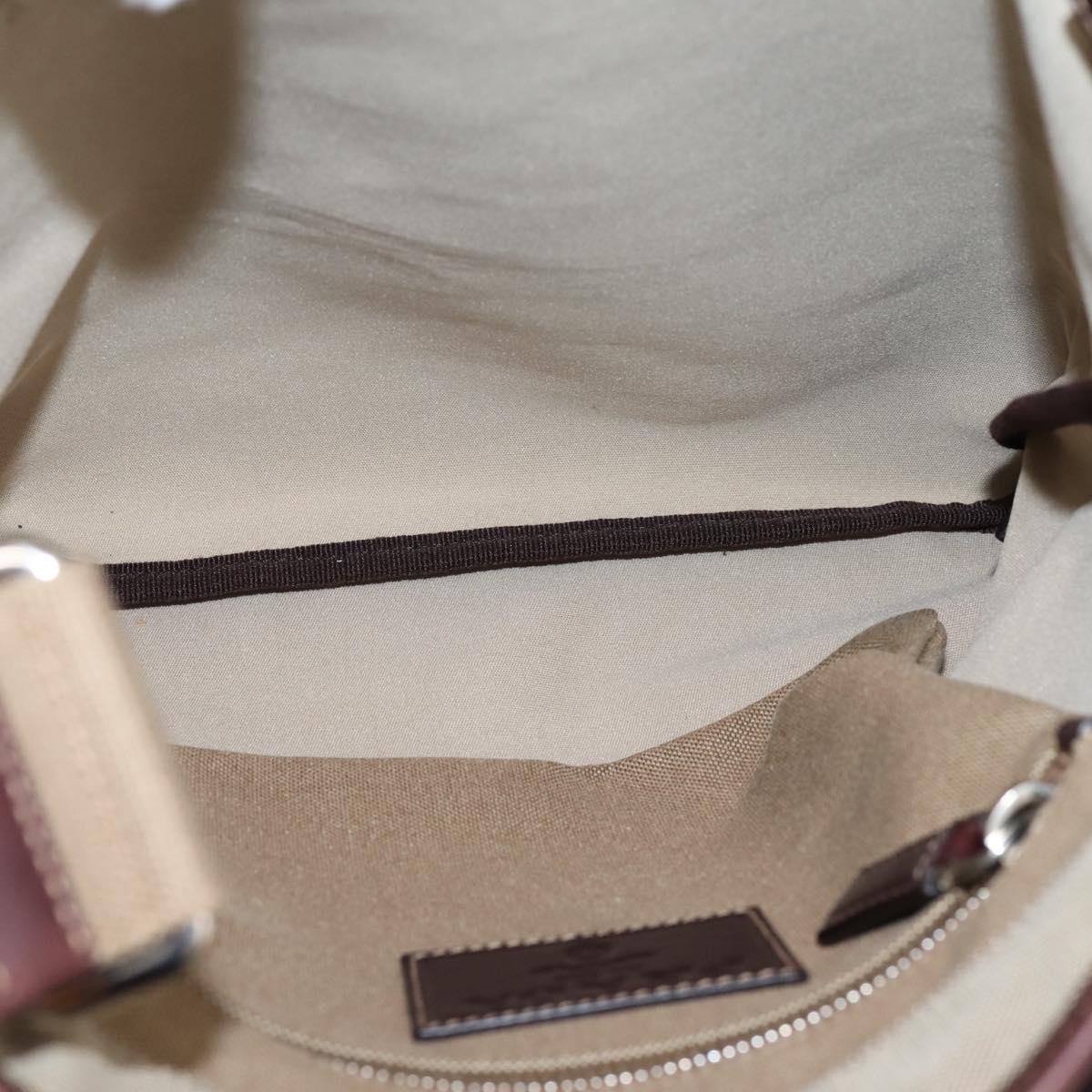 PRADA Shoulder Bag Jacquard Beige Silver Auth 204093