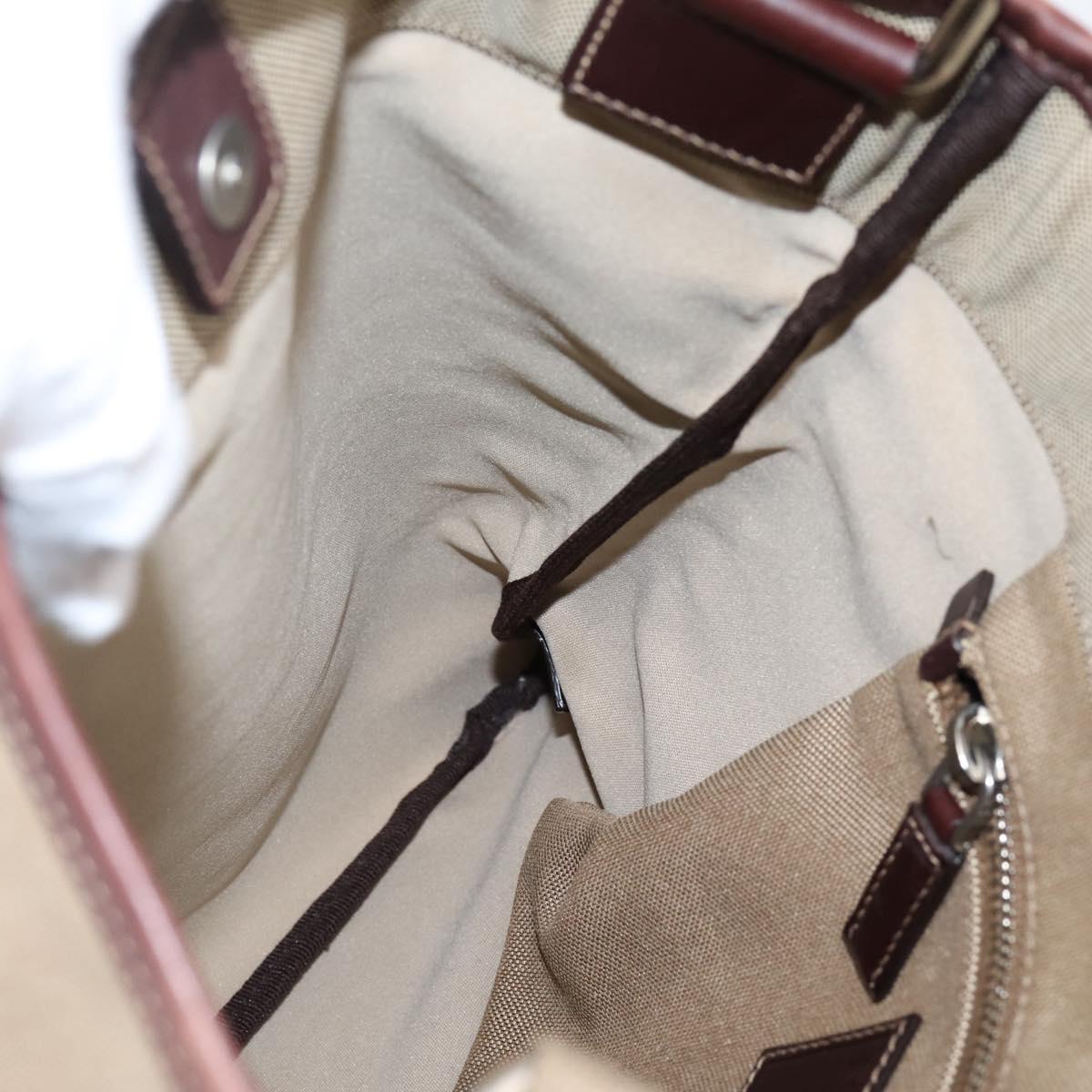 PRADA Shoulder Bag Jacquard Beige Silver Auth 204093