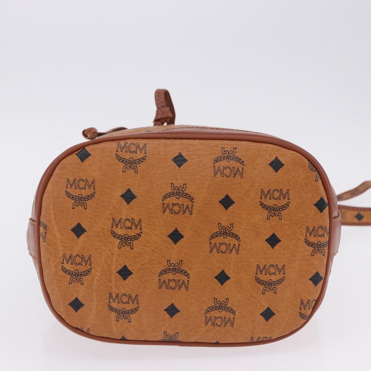MCM Vicetos Logogram Shoulder Bag PVC Leather Brown Gold Auth 204094