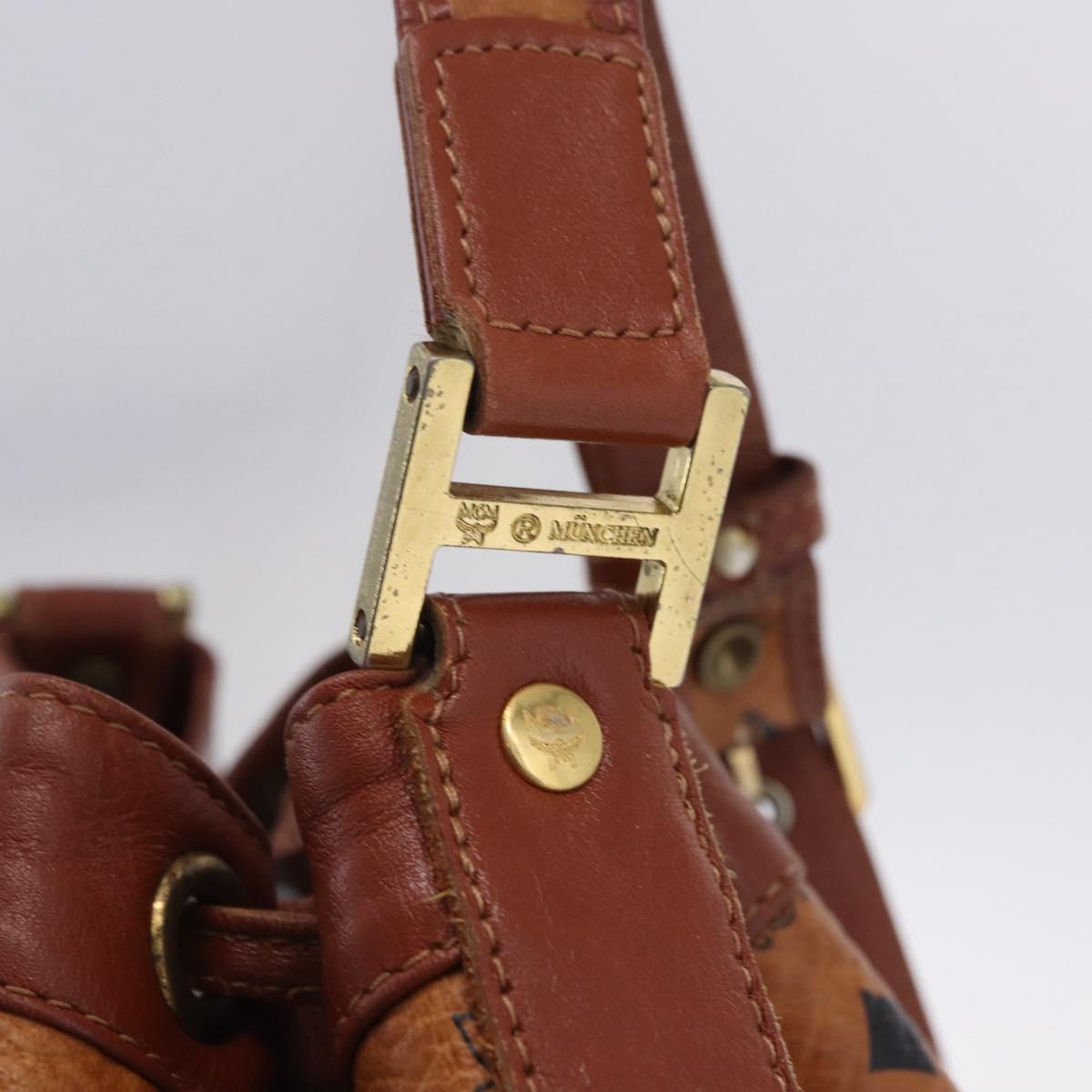 MCM Vicetos Logogram Shoulder Bag PVC Leather Brown Gold Auth 204094