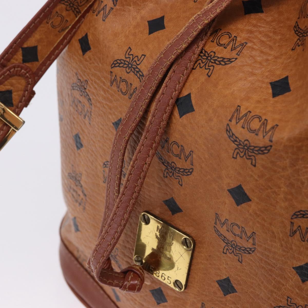 MCM Vicetos Logogram Shoulder Bag PVC Leather Brown Gold Auth 204094
