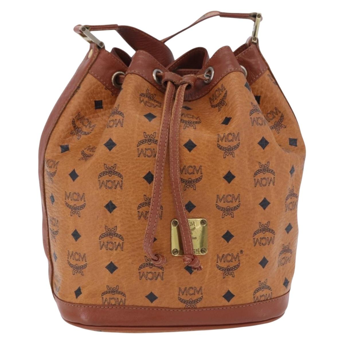MCM Vicetos Logogram Shoulder Bag PVC Leather Brown Gold Auth 204094