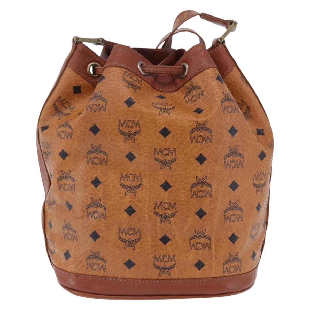 MCM Vicetos Logogram Shoulder Bag PVC Leather Brown Gold Auth 204094