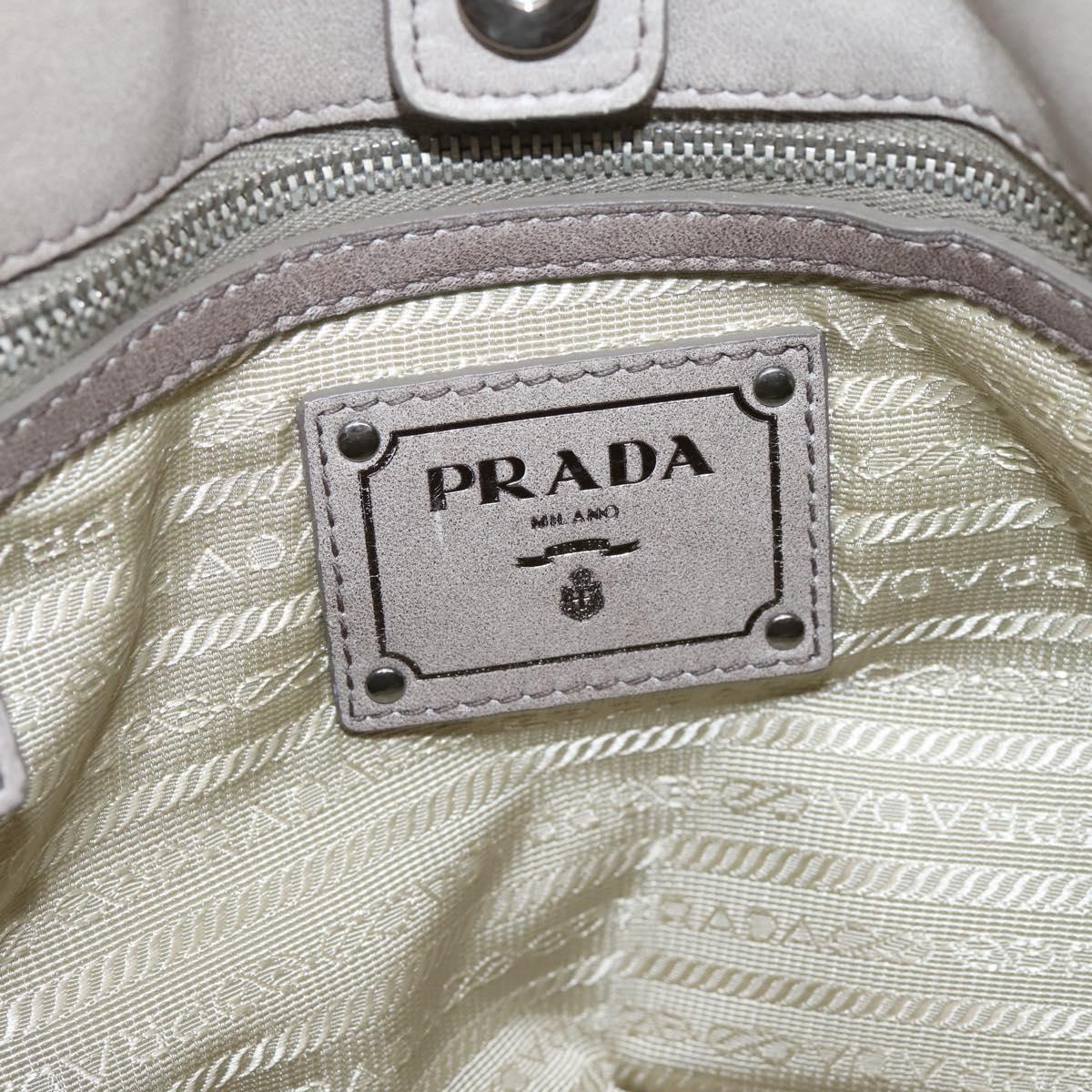 PRADA Gathered Hand Bag Leather 2way Gray Silver Auth 204095V