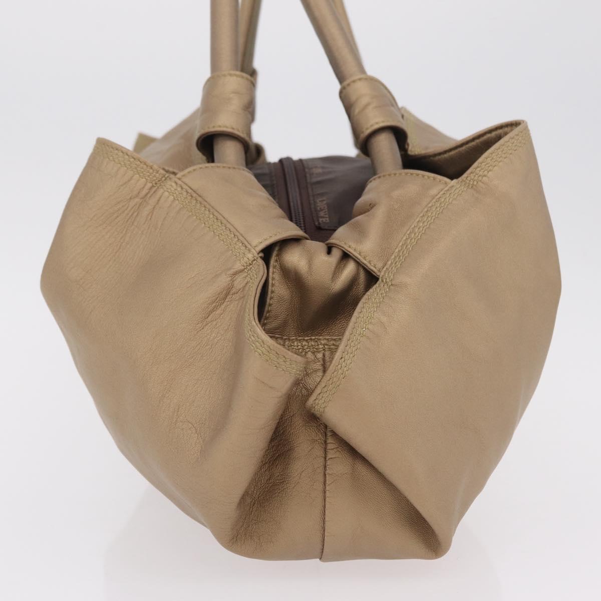 LOEWE Anagram Nappa Aire Hand Bag Leather Gold Tone Auth 204099V