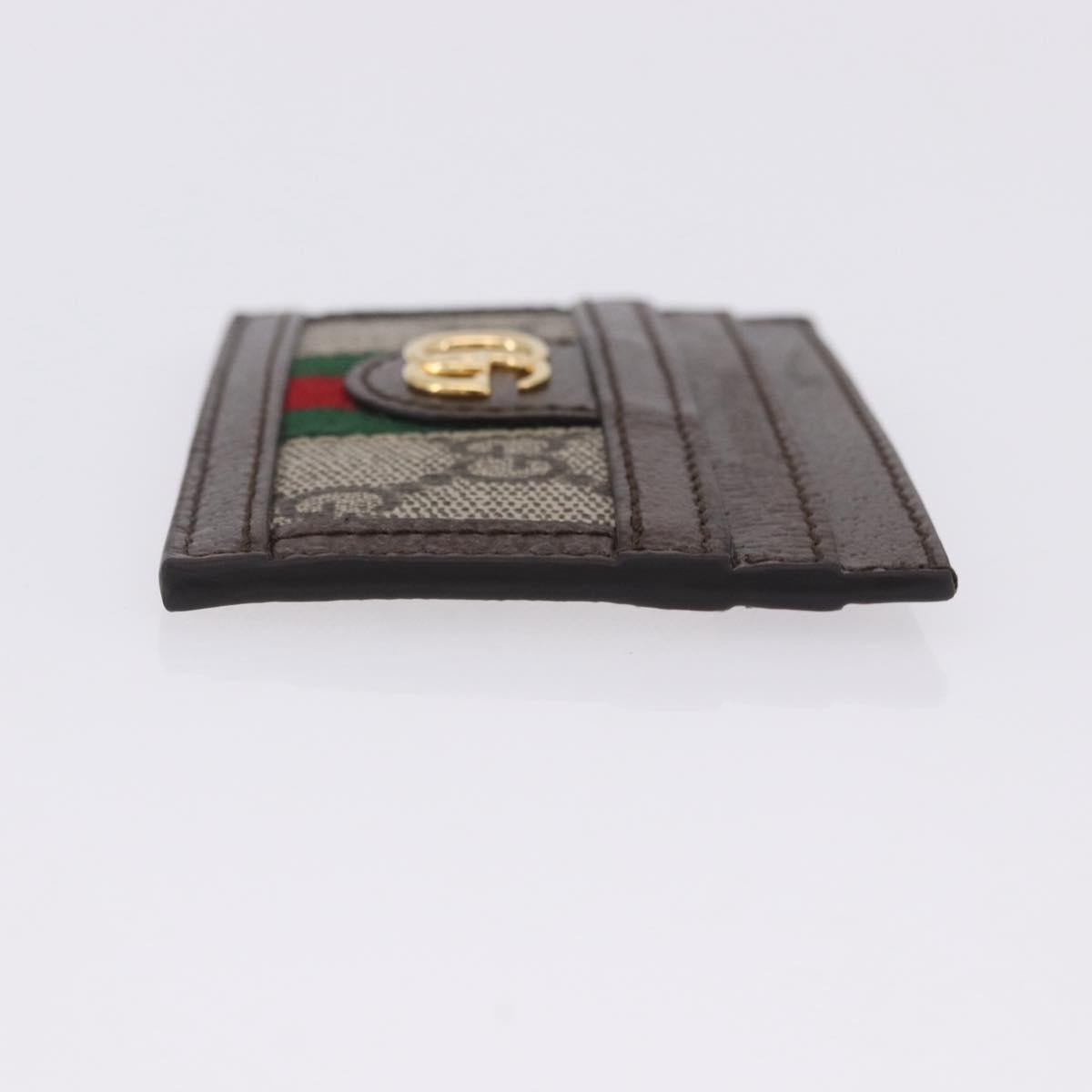 GUCCI Web Sherry Line Card Case PVC Brown Gold 523159 Auth 204103V